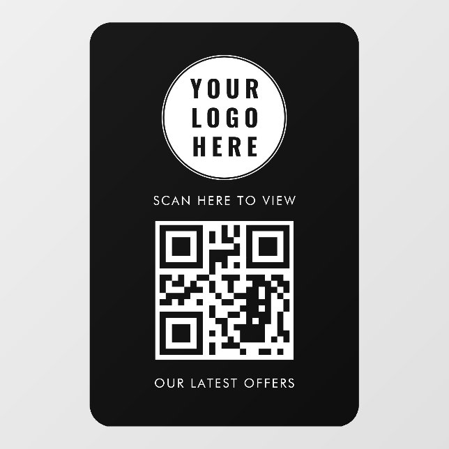 Autocollant Pour Fenêtre Code QR Logo d'entreprise noir Scannez ici Moderne (Feuille)