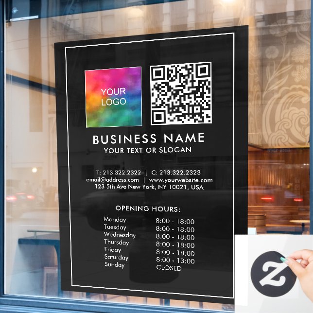 Autocollant Pour Fenêtre Code QR Logo d'entreprise Personnalisé Grandes heu (Fenêtre de café)