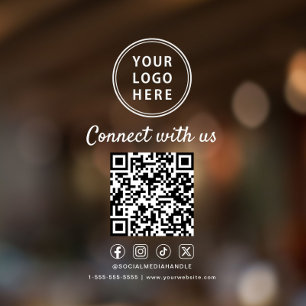 Autocollant Pour Fenêtre Code QR Logo Entreprise Connectez-vous avec nous B
