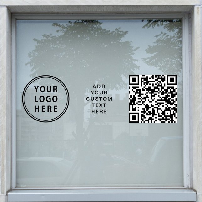 Autocollant Pour Fenêtre Code QR Logo Entreprise Horizontal (Business Logo QR Code Horizontal Window Cling)