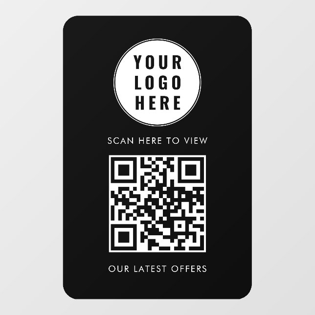 Autocollant Pour Fenêtre Code QR Logo Entreprise Noir Scannez Ici Moderne (Feuille)