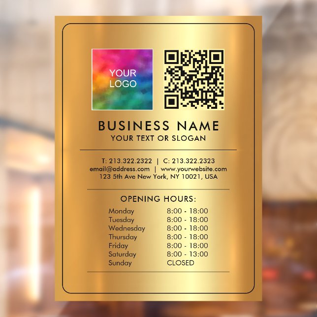 Autocollant Pour Fenêtre Code QR Logo Heures d'ouverture Ouvert Fermé Faux  (Feuille 2)
