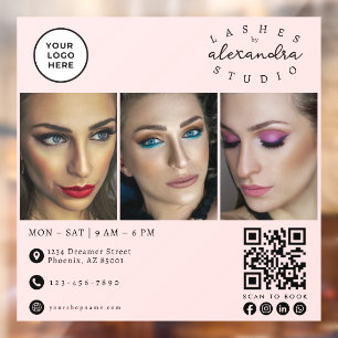 Autocollant Pour Fenêtre Code QR Logo Script Rose Pâle Photo Cils