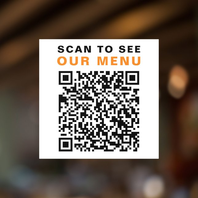 Autocollant Pour Fenêtre Code QR Menu Café Restaurant Blanc (Your menu, one scan away. Custom QR code window cling, auto-generated from your menu link)