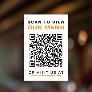 Autocollant Pour Fenêtre Code QR Menu Restaurant Café