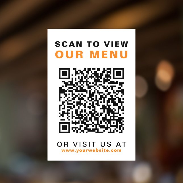 Autocollant Pour Fenêtre Code QR Menu Restaurant Café (Menu QR Code Restaurant Cafe Window Cling)
