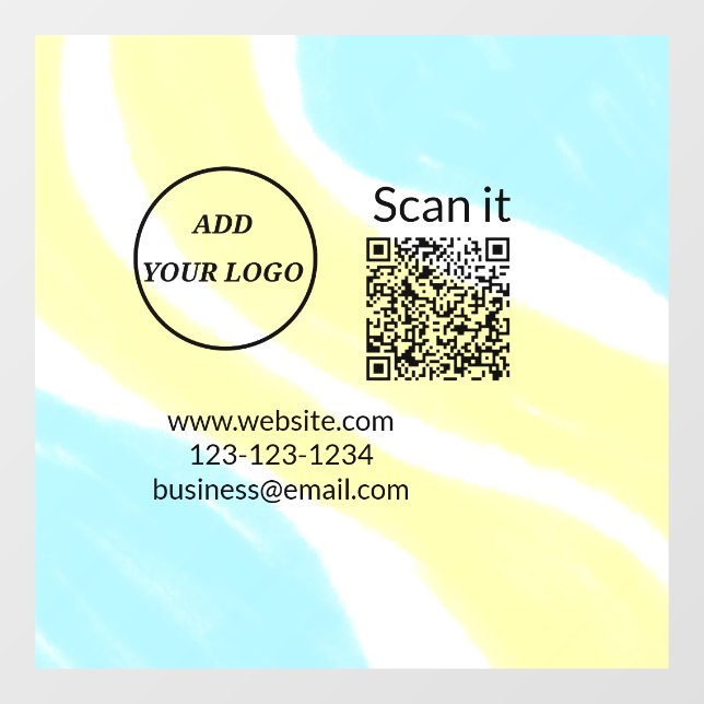 Autocollant Pour Fenêtre Code QR minimal simple ajouter un logo nom de code (Feuille)