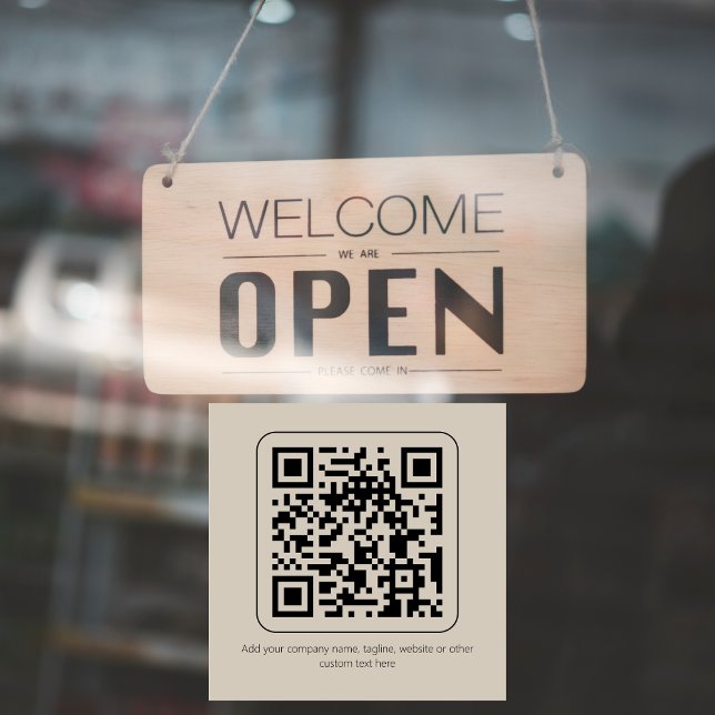Autocollant Pour Fenêtre Code QR Minimal Texte Personnalisé Crème Vanille P (Créateur téléchargé)