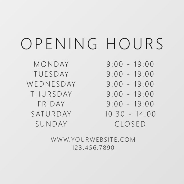 Autocollant Pour Fenêtre Code QR minimaliste heures d'ouverture d'entrepris (Feuille)