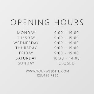 Autocollant Pour Fenêtre Code QR Minimaliste Heures d'Ouverture Entreprise 