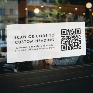 Autocollant Pour Fenêtre Code QR Moderne Minimal Simple Blanc Promotionne