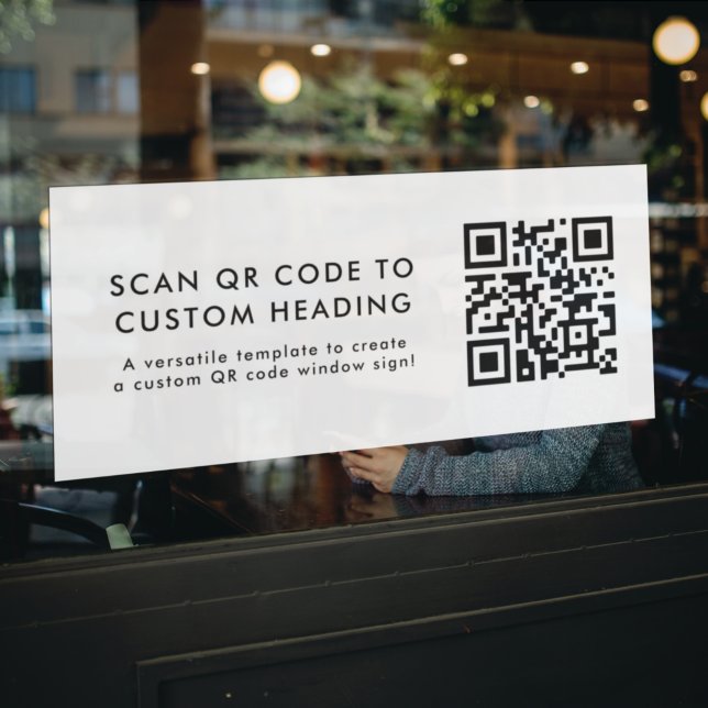 Autocollant Pour Fenêtre Code QR | Moderne Minimal Simple Blanc Promotionne (Professional editable sign template with interactive QR code for events & small business promotion.)