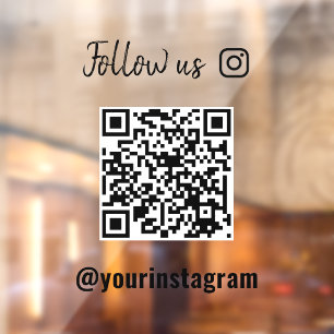 Autocollant Pour Fenêtre Code QR noir minimaliste Suivez-nous sur Instagram