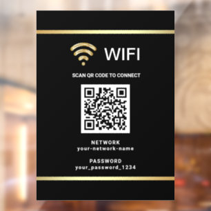 Autocollant Pour Fenêtre Code QR noir moderne Mot de passe réseau WiFi