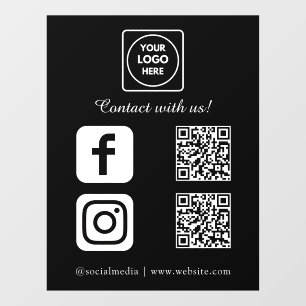 Autocollant Pour Fenêtre Code QR noir personnalisé   Affichage Instagram Fa