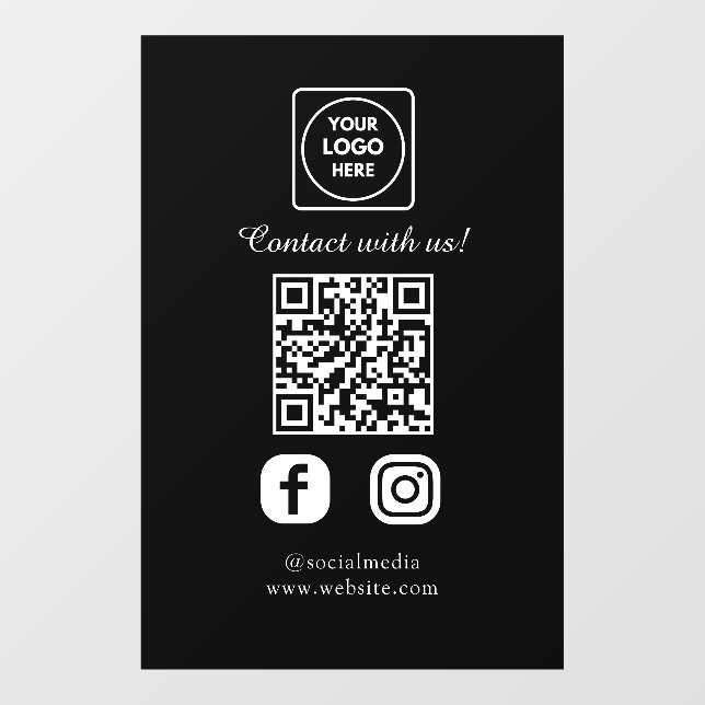Autocollant Pour Fenêtre Code QR noir personnalisé | Affichage sur les rése (Feuille)