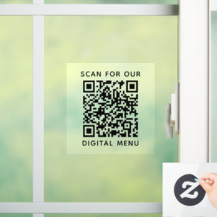 Autocollant Pour Fenêtre Code QR numérique de menu simple professionnel pou