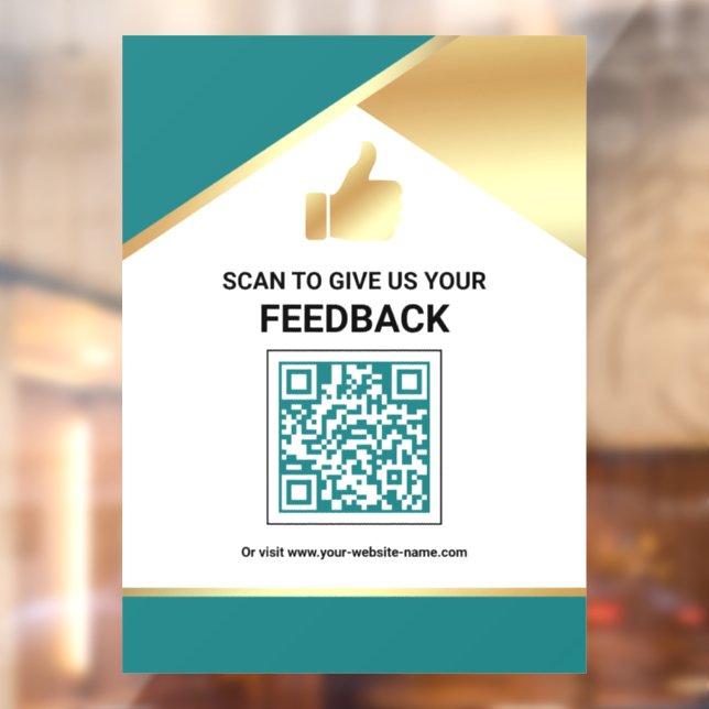 Autocollant Pour Fenêtre Code QR Or Doré de Commentaires de Clients (Feuille 2)