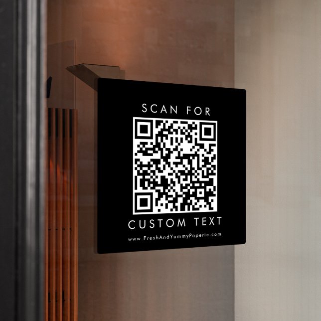Autocollant Pour Fenêtre Code QR personnalisé de typographie chic noire pou (Créateur téléchargé)