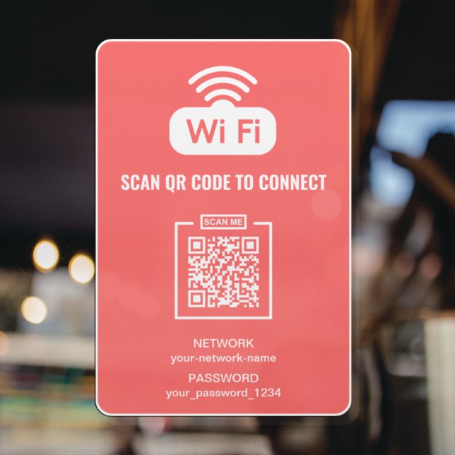 Autocollant Pour Fenêtre Code QR personnalisé Mot de passe WIFI gratuit Rés (Créateur téléchargé)