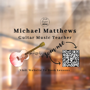 Autocollant Pour Fenêtre Code QR Publicité Leçons Professeur de Guitare