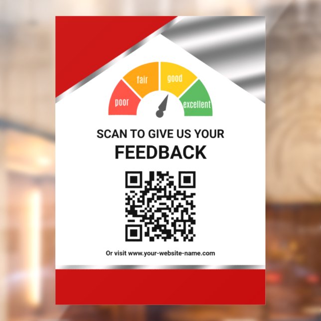 Autocollant Pour Fenêtre Code QR sans contact Commentaires client Rouge (Feuille 2)