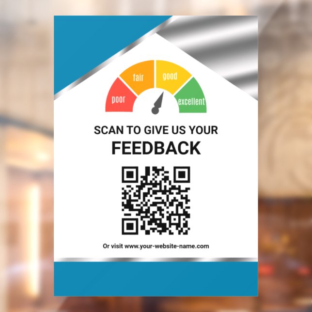 Autocollant Pour Fenêtre Code QR sans contact Commentaires clients Bleu (Feuille 2)
