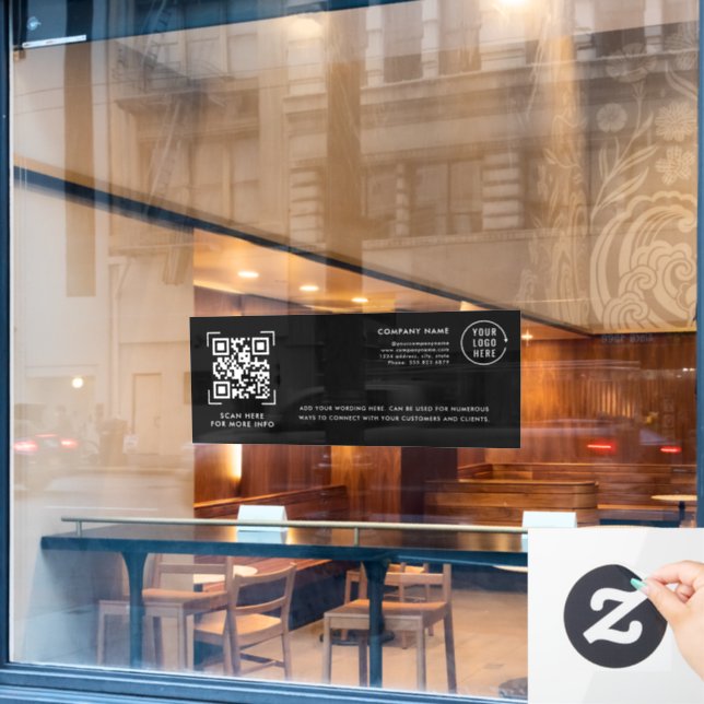 Autocollant Pour Fenêtre Code QR Scan | Logo d'entreprise Professionnel (Fenêtre de café)