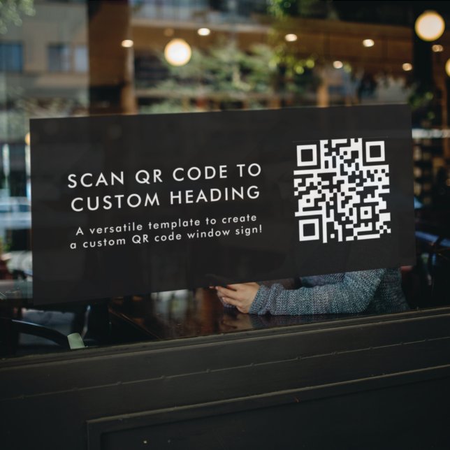 Autocollant Pour Fenêtre Code QR | Scan Me Modern Design Black Promotionnel (Professional editable sign template with interactive QR code for events & small business promotion.)