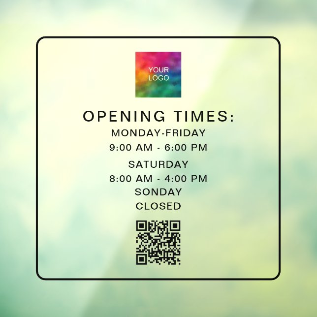 Autocollant Pour Fenêtre Code QR scannable Heures d'ouverture d'entreprise  (Feuille 3)