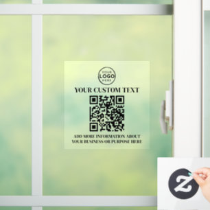 Autocollant Pour Fenêtre Code QR Texte Noir Blanc Logo d'Entreprise Personn