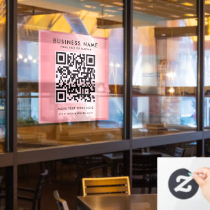 Autocollant Pour Fenêtre Code QR Texte Personnalisé Logo Rose Gold Glamour