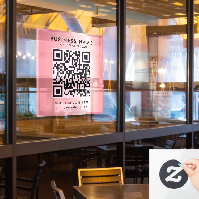 Autocollant Pour Fenêtre Code QR Texte Personnalisé Logo Rose Gold Glamour (Fenêtre du restaurant)