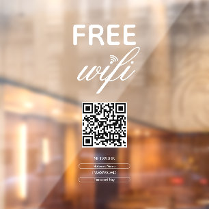 Autocollant Pour Fenêtre Code QR Wi-Fi gratuit simple noir et blanc pour un