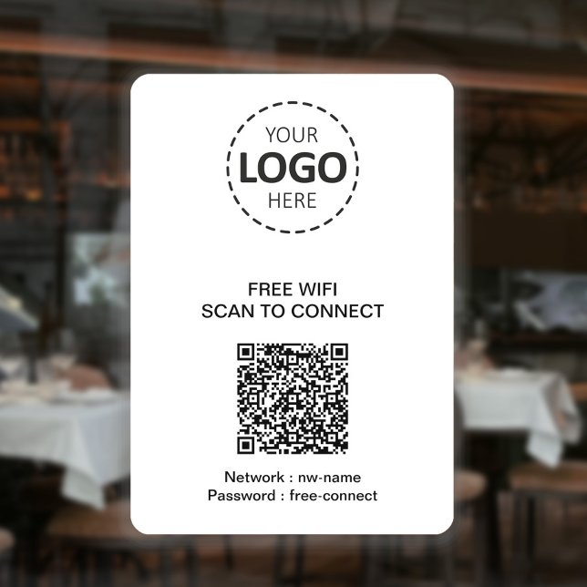 Autocollant Pour Fenêtre Code QR WIFI et logo pour enseigne de fenêtre (Créateur téléchargé)