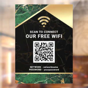 Autocollant Pour Fenêtre Code QR Wifi Mot de Passe Réseau Vert Élégant