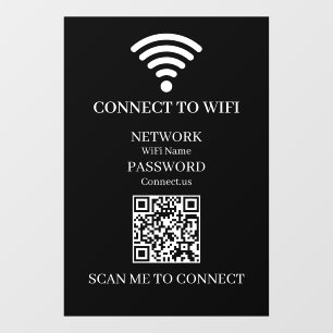 Autocollant Pour Fenêtre Code QR WiFi Noir Personnalisé   Accès Internet 