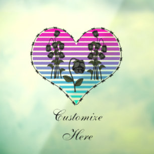 Autocollant Pour Fenêtre Coeur de fil barbu Roses noirs sauvages Thunder_Co