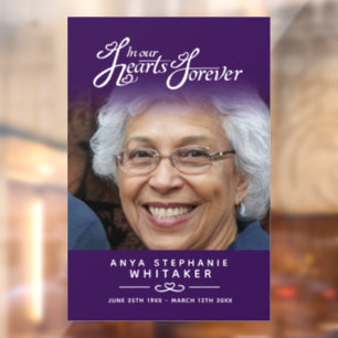 Autocollant Pour Fenêtre Coeurs pour toujours funéraire mémorial violet