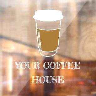 Autocollant Pour Fenêtre Coffee Cup Illustration Etch café affaires
