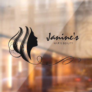 Autocollant Pour Fenêtre Coiffure et beauté Silhouette Black ID873 Cling de