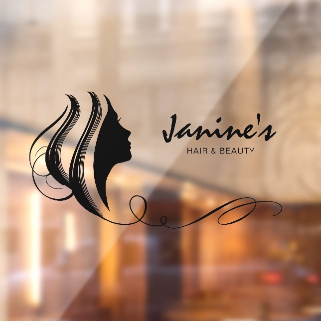 Autocollant Pour Fenêtre Coiffure et beauté Silhouette Black ID873 Cling de (Feuille 2)