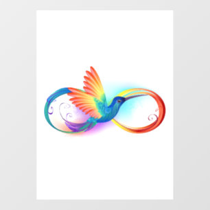 Autocollant Pour Fenêtre Colibri arc-en-ciel avec symbole d'infini