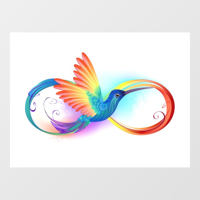 Autocollant Pour Fenêtre Colibri arc-en-ciel avec symbole Infinity (Feuille)