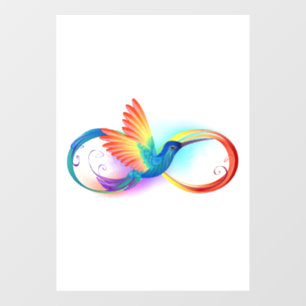 Autocollant Pour Fenêtre Colibri arc-en-ciel avec symbole Infinity