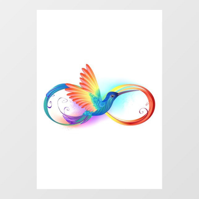 Autocollant Pour Fenêtre Colibri arc-en-ciel avec symbole Infinity (Feuille)