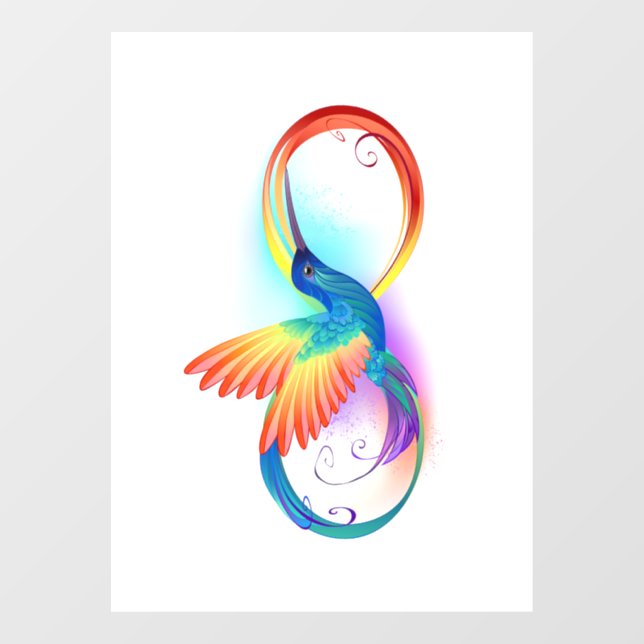 Autocollant Pour Fenêtre Colibri arc-en-ciel avec symbole Infinity (Feuille)