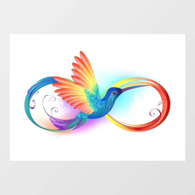 Autocollant Pour Fenêtre Colibri arc-en-ciel avec symbole Infinity (Feuille)