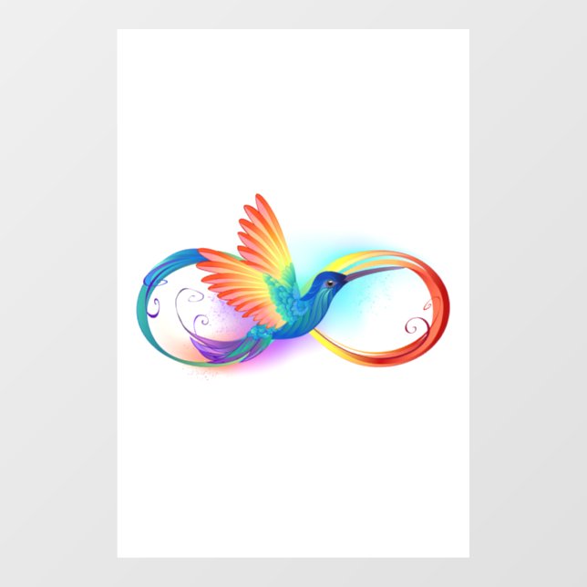 Autocollant Pour Fenêtre Colibri arc-en-ciel avec symbole Infinity (Feuille)