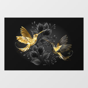 Autocollant Pour Fenêtre Colibri noir et or